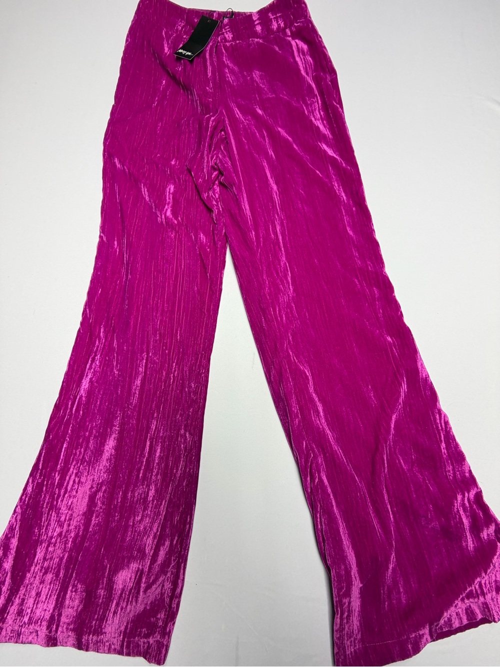 NWT Nasty Gal Crushed Velvet Wide Leg Pants Womens 4 Hot Pink Y2K Festival